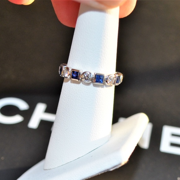 SOLD Tacori 18k WG Princess Diam Sapphire Eternity - Picture 4 of 6